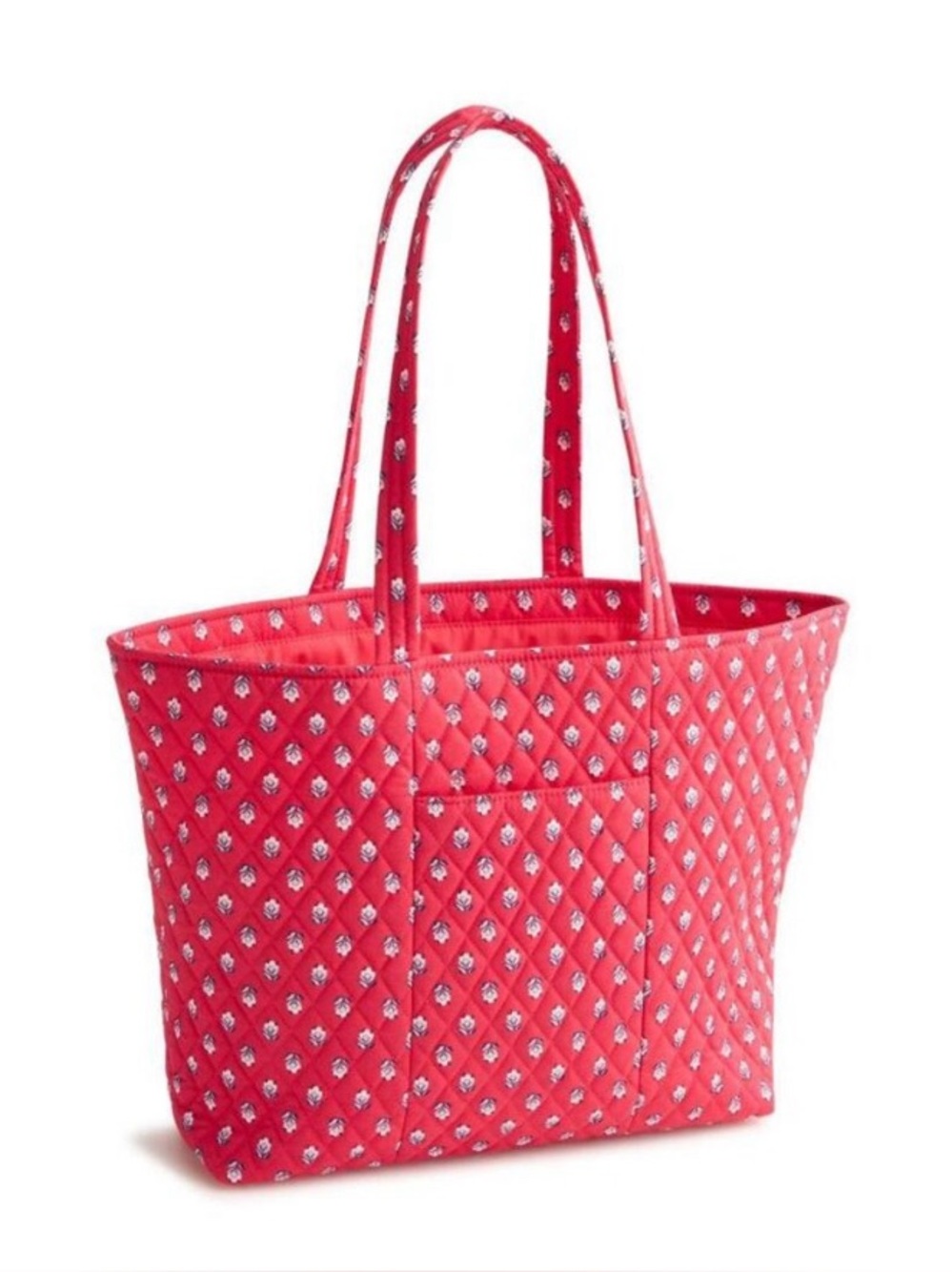 Vera Bradley Hibiscus Bluebell Ditsy East West Tote Bag Red flower New tags